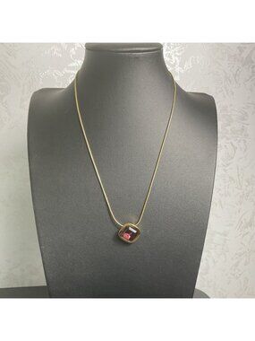 Gold Snake Chain Purple Cushion Cut Square Pendant Amethyst Gemstone Necklace